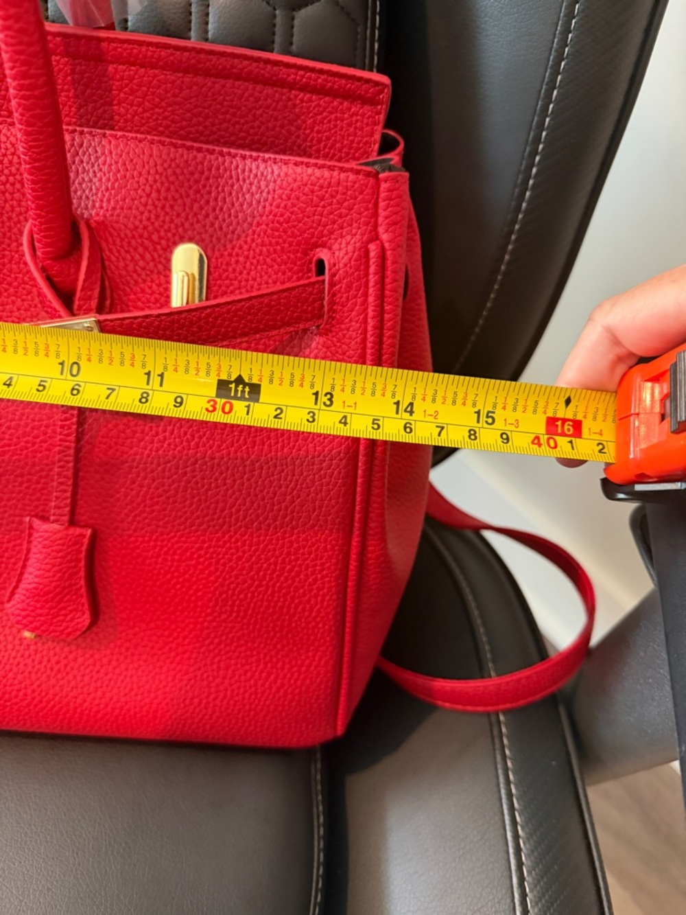 Red Leather Top-Handle Women’s Tote - Picture 4 of 5
